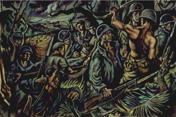 Jack Keijo Steele, Soldiers in New Guinea, 1943. Cranbrook Art Museum. 