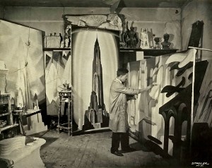 Hugh Ferriss in his studio, ca ? Photographer Stadler. Courtesy Creative Commons.