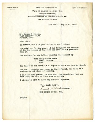 Correspondence, George Gough Booth Papers, box 16, folder 11.