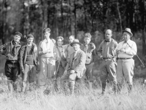 Cranbrook School students with Colonel George (seated), The Edwin George Reserve, Sep 1930. W. Bryant Tyrell, photographer.