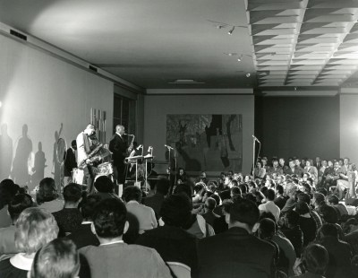 Yusef Lateef and his band perform in the CAA galleries. Harvey Croze, photographer. Courtesy Cranbrook Archives.