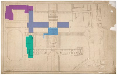 CAA Dorms and Dining Hall_CAM1981.45 edited with Collections Wing New Studios Building and de Salle Auditorium Adkisson