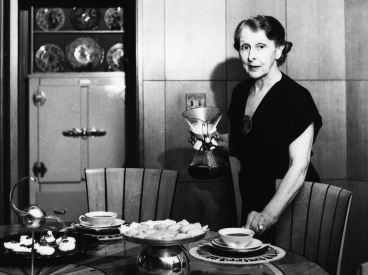 Loja Saarinen in Saarinen House Dining Room c 1940 copy neg CEC490 Courtesy Cranbrook Archives