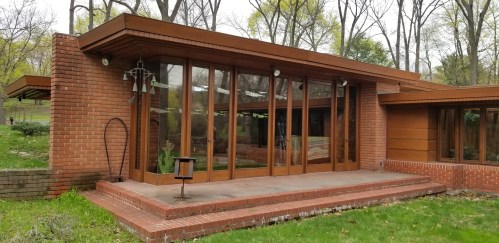 Rear exterior view of Smith House after the installation of the window Film.