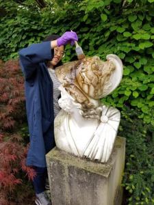 Desai, brushing Elephant Snot onto Menelaus.