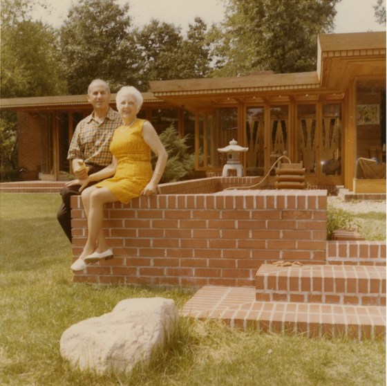 Melvyn and Sara Smith in their back yard