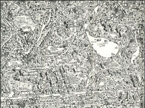 Map of Cranbrook from 1973 Catalog by Edward Fella
