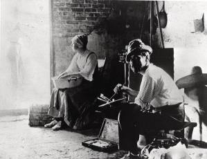 Barlow in his studio after 1900. Courtesy of Nancy Brett (Barlow's great-niece) on Temple Beth-El Facebook page.