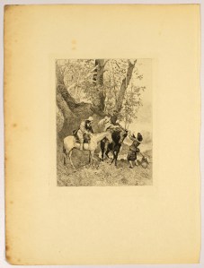 One of the twenty-one illustrations of "The Three Musketeers" by A. J. Lalauze in the Collection of the Cranbrook Art Museum (CAM 1955.360.15).