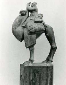 Carl Milles's "Sven Hedin" sculpture, which sits beside the reflecting pool at the Cranbrook Institute of Science.