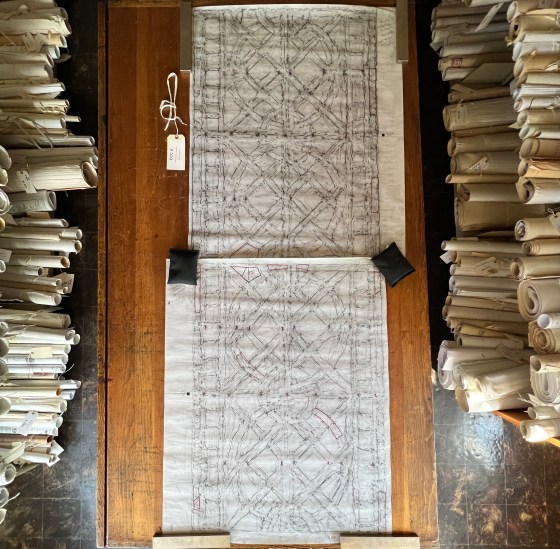 Window rubbing by Thompson Art Glass, June 19, 1995. [CCC4.] Window #9 [3 and 4 of 5].