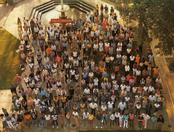 aerial student class photo